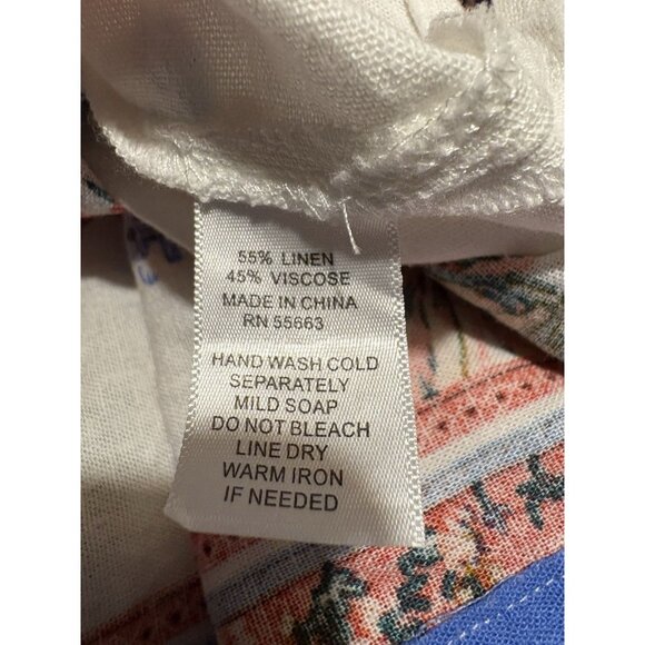 CYNTHIA ROWLEY Long Sleeve Button-Up Floral Linen Top Balloon Sleeve Cottage 2XL - Picture 6 of 6